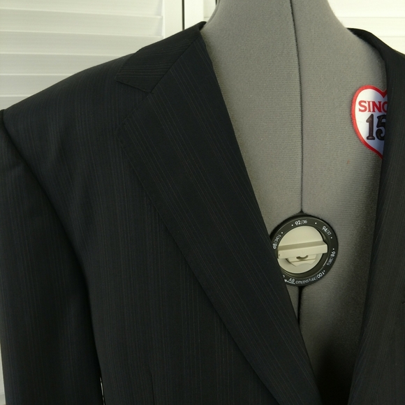 LAST CHANCE Canali Italian pinstripe navy wool blazer men 44 R - Picture 3 of 8